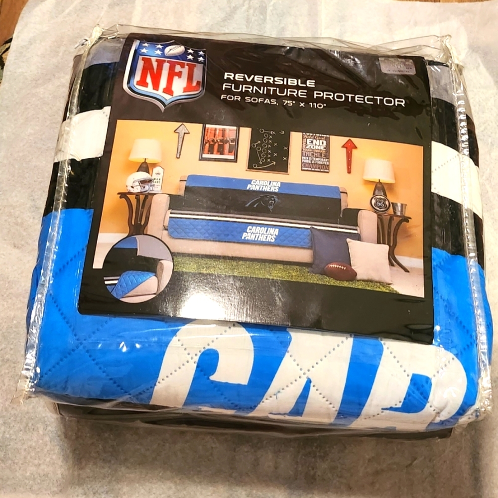 NFL Carolina Panthers Reversible Furniture Protector for Sofas 75" to 110" NWT